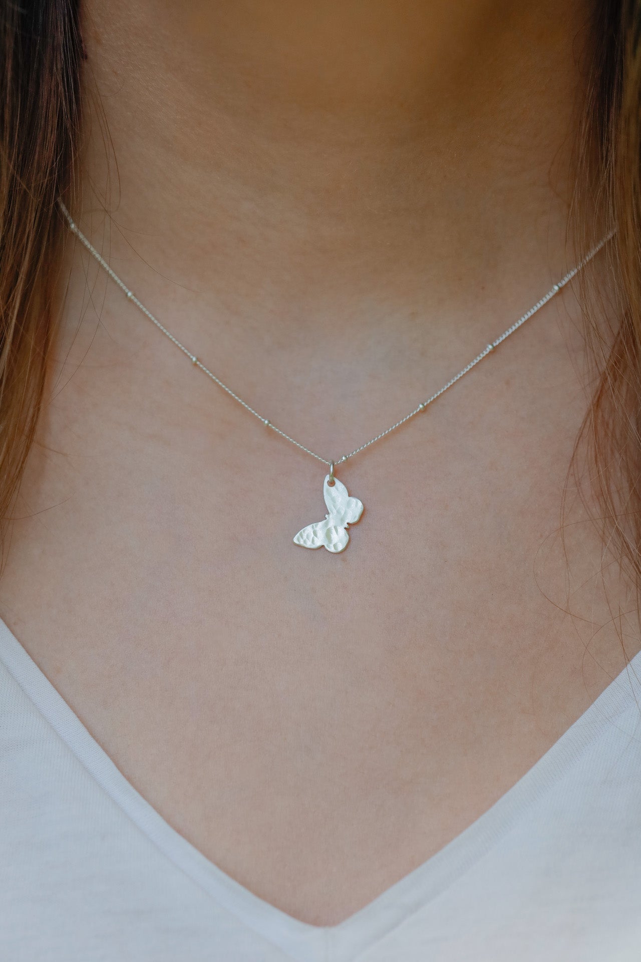 Silver Butterfly Ring Pendant Necklace - Seven Season